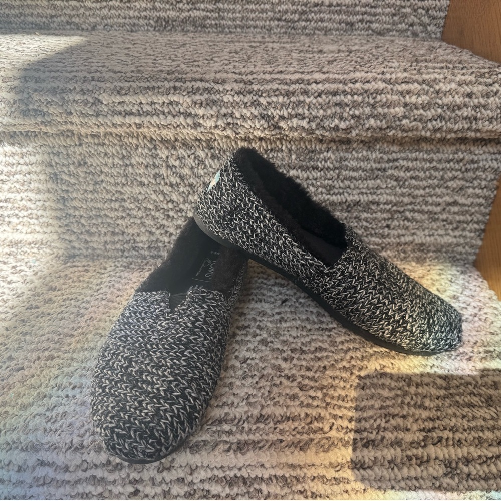 Toms Womens Alpargata Ribbed Sweater Black Multi SIZE 6.5